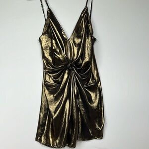 Free People Gold Lamé Style Mini Dress size 4